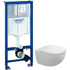 Комплект Инсталляции Grohe Rapid SL 3 в 1 с кнопкой хром + Унитаз Duravit Architec с микролифтом 
