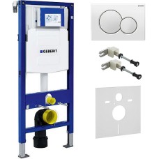 Система инсталляции для унитазов Geberit Duofix UP320 111.300.00.5 с белой кнопкой смыва, шумоизоляцией и креплениями 