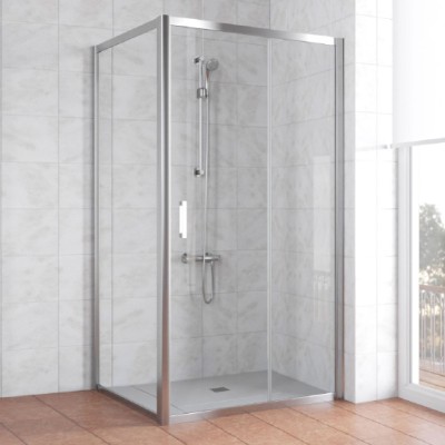 Душевой уголок Vegas Glass ZP+ZPV 100*100 08 01 профиль глянцевый хром, стекло прозрачное