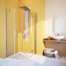 Душевой уголок GuteWetter Lux Meliori GK-101 правый 90x90 см стекло бесцветное, профиль хром 