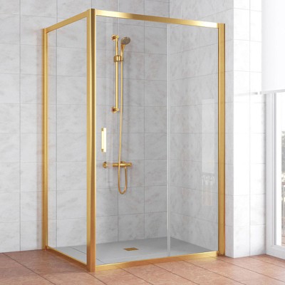 Душевой уголок Vegas Glass ZP+ZPV 120*100 09 01 профиль золото, стекло прозрачное