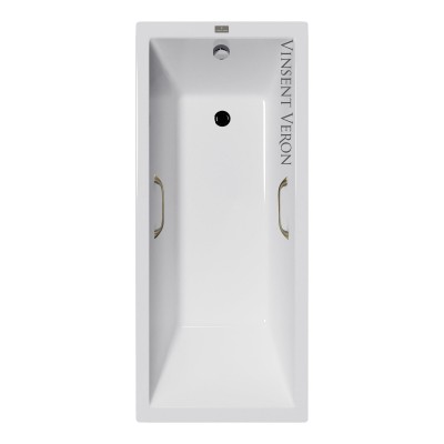 Чугунная ванна Vinsent Veron Square 140x70x45 с квадратными бронзовыми ручками
