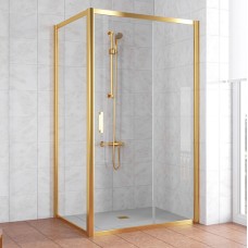Душевой уголок Vegas Glass ZP+ZPV 100*90 09 01 профиль золото, стекло прозрачное 