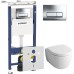 Комплект Инсталляция Geberit Duofix Платтенбау 4 в 1 с кнопкой хром + Унитаз Keramag iCon безободковый + Шумоизоляция