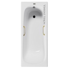 Чугунная ванна Vinsent Veron Concept 165x70x42 с квадратными золотыми ручками