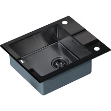 Мойка кухонная Zorg Inox Glass GL-6051-black-grafit черное стекло 