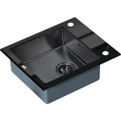Мойка кухонная Zorg Inox Glass GL-6051-black-grafit черное стекло
