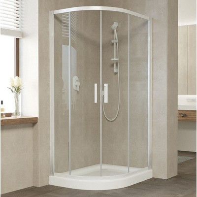 Душевой уголок Vegas Glass ZS-F 100*80 01 01 профиль белый, стекло прозрачное