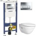 Комплект Инсталляция Geberit Duofix Платтенбау 4 в 1 с кнопкой хром + Унитаз VitrA Form 500