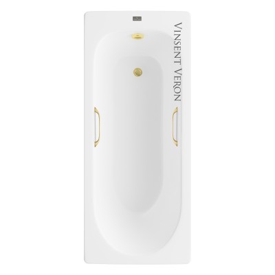 Чугунная ванна Vinsent Veron Soissons 170x70x42 с квадратными ручками матовое золото