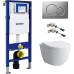 Комплект Инсталляция Geberit Duofix UP320 с кнопкой матовый хром + Унитаз Laufen Pro Rimless безободковый