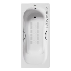 Чугунная ванна Vinsent Veron Aura 180x80x45 с дугообразными хромированными ручками и антискользящим покрытием