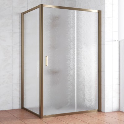 Душевой уголок Vegas Glass ZP+ZPV 140*90 05 02 профиль бронза, стекло шиншилла