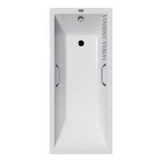 Чугунная ванна Vinsent Veron Square 140x70x45 с квадратными хромированными ручками