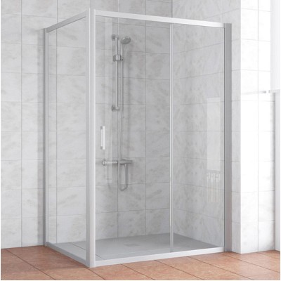 Душевой уголок Vegas Glass ZP+ZPV 140*100 07 01 профиль матовый хром, стекло прозрачное