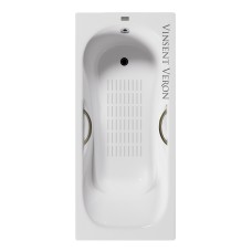 Чугунная ванна Vinsent Veron Aura 180x80x45 с дугообразными бронзовыми ручками и антискользящим покрытием