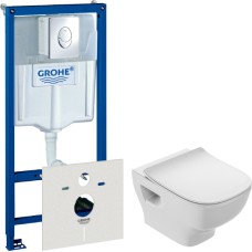 Комплект Инсталляция Grohe Rapid SL 4 в 1 с кнопкой смыва + Унитаз Jacob Delafon Struktura с микролифтом + Шумоизоляция 
