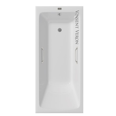 Чугунная ванна Vinsent Veron Kingston 180x80x50 с квадратными ручками цвет никель