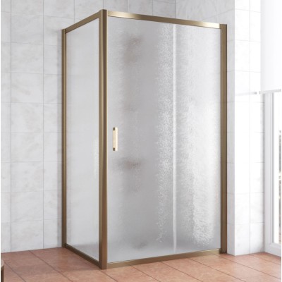Душевой уголок Vegas Glass ZP+ZPV 100*90 05 02 профиль бронза, стекло шиншилла