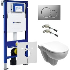 Комплект Инсталляция Geberit Duofix UP320 с кнопкой матовый хром + Унитаз IFO Special безободковый + Шумоизоляция 