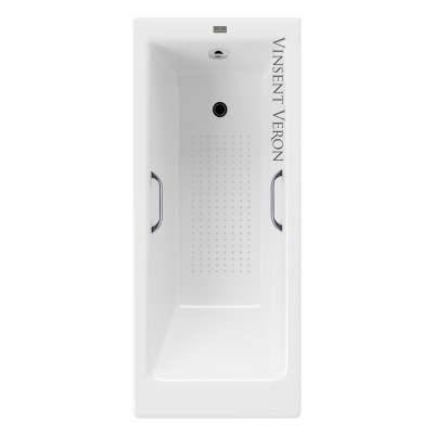 Чугунная ванна Vinsent Veron Tampa 170x70x42 с квадратными хромированными ручками и антискользящим покрытием