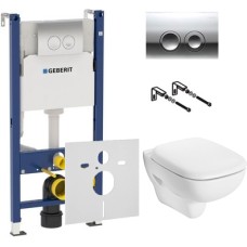 Комплект Инсталляция Geberit Duofix Delta 3 в 1 с кнопкой хром + Унитаз IFO Sjoss Rimfree + Шумоизоляция 