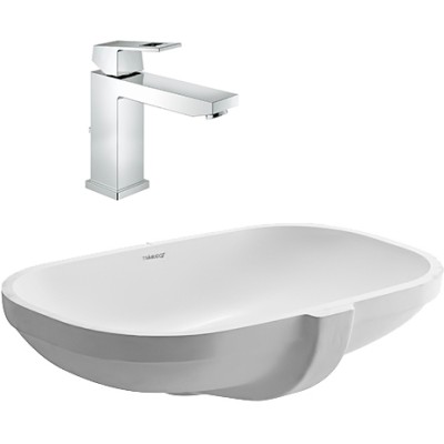 Комплект  Смеситель Grohe Eurocube 23445000 для раковины + Рукомойник Duravit D-Code 0338490000 встраиваемый