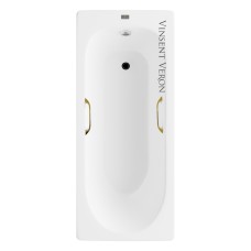 Чугунная ванна Vinsent Veron Soissons 170x70x42 с квадратными золотыми ручками