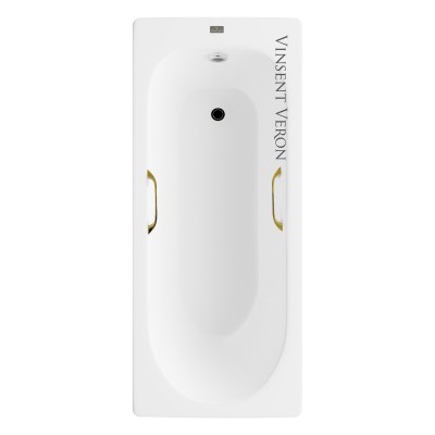 Чугунная ванна Vinsent Veron Soissons 170x70x42 с квадратными золотыми ручками