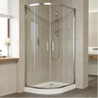 Душевой уголок Vegas Glass ZS-F 100*80 08 01 профиль глянцевый хром, стекло прозрачное