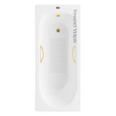 Чугунная ванна Vinsent Veron Soissons 170x70x42 с дугообразными ручками матовое золото и антискользящим покрытием