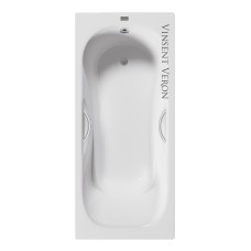 Чугунная ванна Vinsent Veron Aura 150x75x42 с дугообразными ручками цвет никель