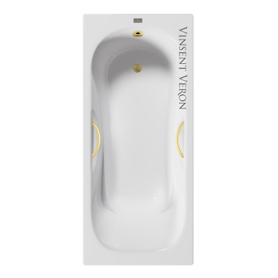 Чугунная ванна Vinsent Veron Aura 180x80x45 с дугообразными ручками матовое золото