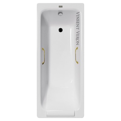 Чугунная ванна Vinsent Veron Italon 170x70x45 с квадратными золотыми ручками