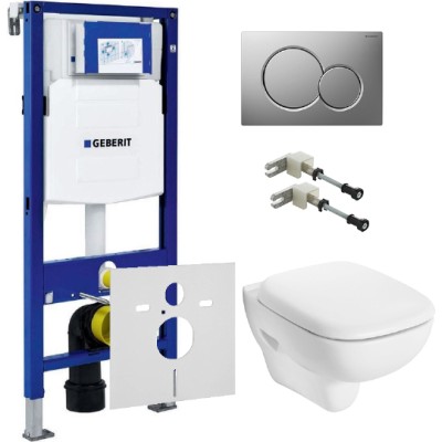 Комплект Инсталляция Geberit Duofix UP320 с кнопкой матовый хром + Унитаз IFO Sjoss Rimfree безободковый + Шумоизоляция