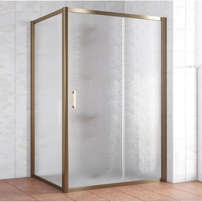 Душевой уголок Vegas Glass ZP+ZPV 140*100 05 02 профиль бронза, стекло шиншилла