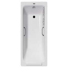 Чугунная ванна Vinsent Veron Italon 170x70x45 с квадратными черными матовыми ручками