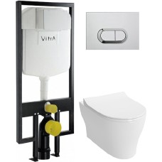Комплект Инсталляция VitrA с кнопкой хром + Унитаз VitrA Bella с микролифтом 