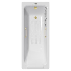 Чугунная ванна Vinsent Veron Italon 170x70x45 с квадратными ручками матовое золото и антискользящим покрытием