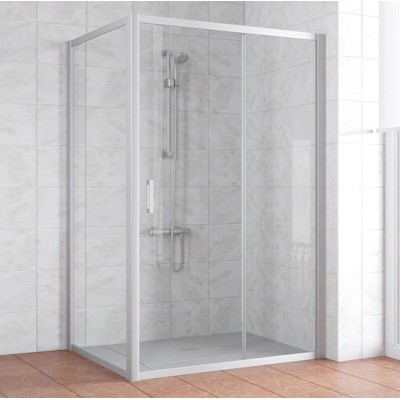 Душевой уголок Vegas Glass ZP+ZPV 140*80 07 01 профиль матовый хром, стекло прозрачное