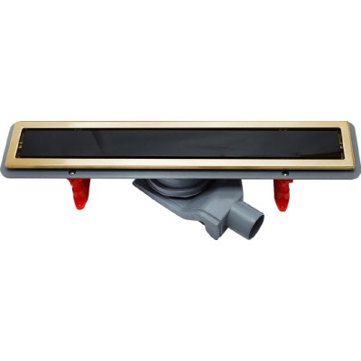Душевой лоток Pestan Confluo Premium Gold Black Glass Line 550 черное стекло/позолоченная сталь