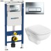 Комплект Инсталляция Geberit Duofix Платтенбау 4 в 1 с кнопкой хром + Унитаз IFO Sjoss Rimfree безободковый + Шумоизоляция
