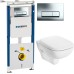 Комплект Инсталляция Geberit Duofix Платтенбау 4 в 1 с кнопкой хром + Унитаз IFO Sjoss Rimfree безободковый + Шумоизоляция