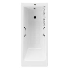 Чугунная ванна Vinsent Veron Tampa 170x70x42 с квадратными черными матовыми ручками и антискользящим покрытием