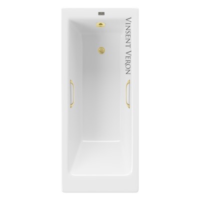 Чугунная ванна Vinsent Veron Tampa 170x70x42 с квадратными ручками матовое золото