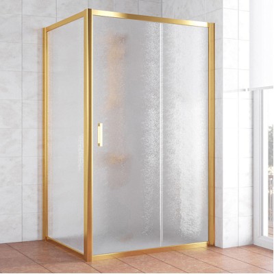 Душевой уголок Vegas Glass ZP+ZPV 110*100 09 02 профиль золото, стекло шиншилла