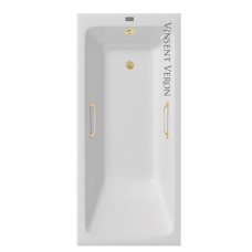 Чугунная ванна Vinsent Veron Kingston 180x80x50 с квадратными ручками матовое золото