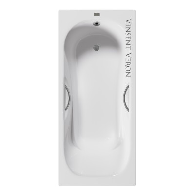 Чугунная ванна Vinsent Veron Aura 170x75x42 с дугообразными ручками оружейная сталь