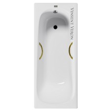 Чугунная ванна Vinsent Veron Concept 140x70x42 с дугообразными золотыми ручками