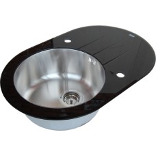 Мойка кухонная Zorg Inox Glass GL-5077-OV-BLACK черное стекло 